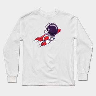 Cute Astronaut Super Hero Flying Long Sleeve T-Shirt